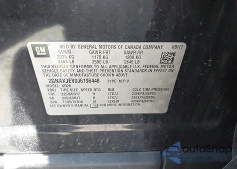 2018 Chevrolet Equinox Lt from USA, damaged, VIN 2GNAXJEV9J6196448